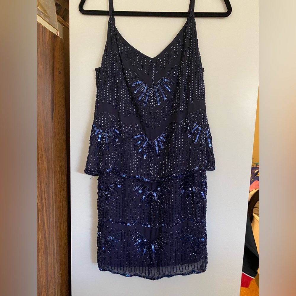 Laundry By Shelli Segal Navy Blue Sequin Dress